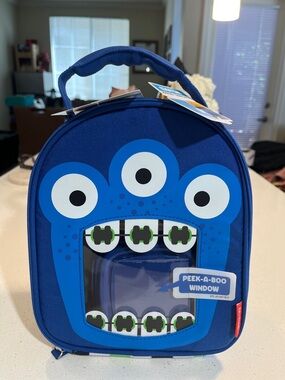 Kids Blue Monster Peek-A-Boo Lunch Bag